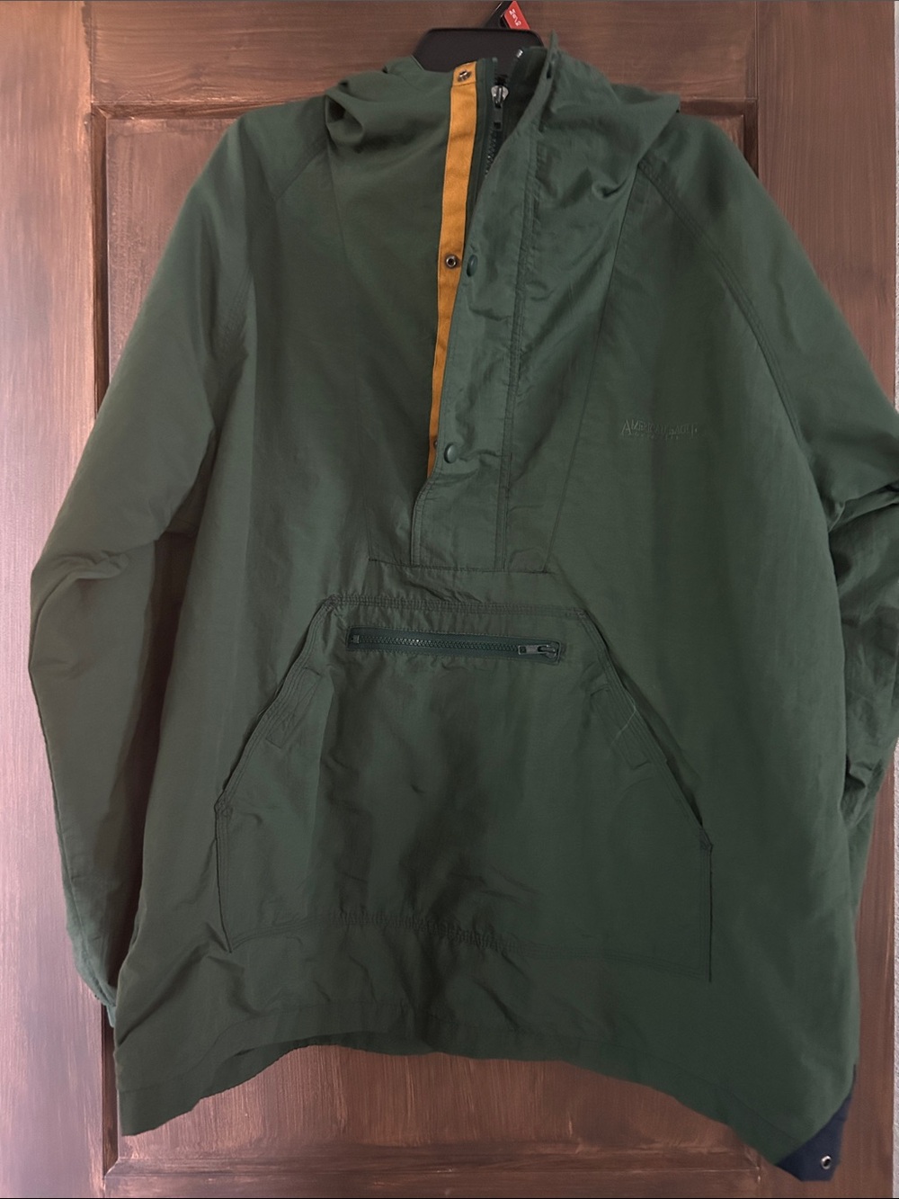 American Eagle Outfitters Olive Green Windbreaker with Mustard Trim